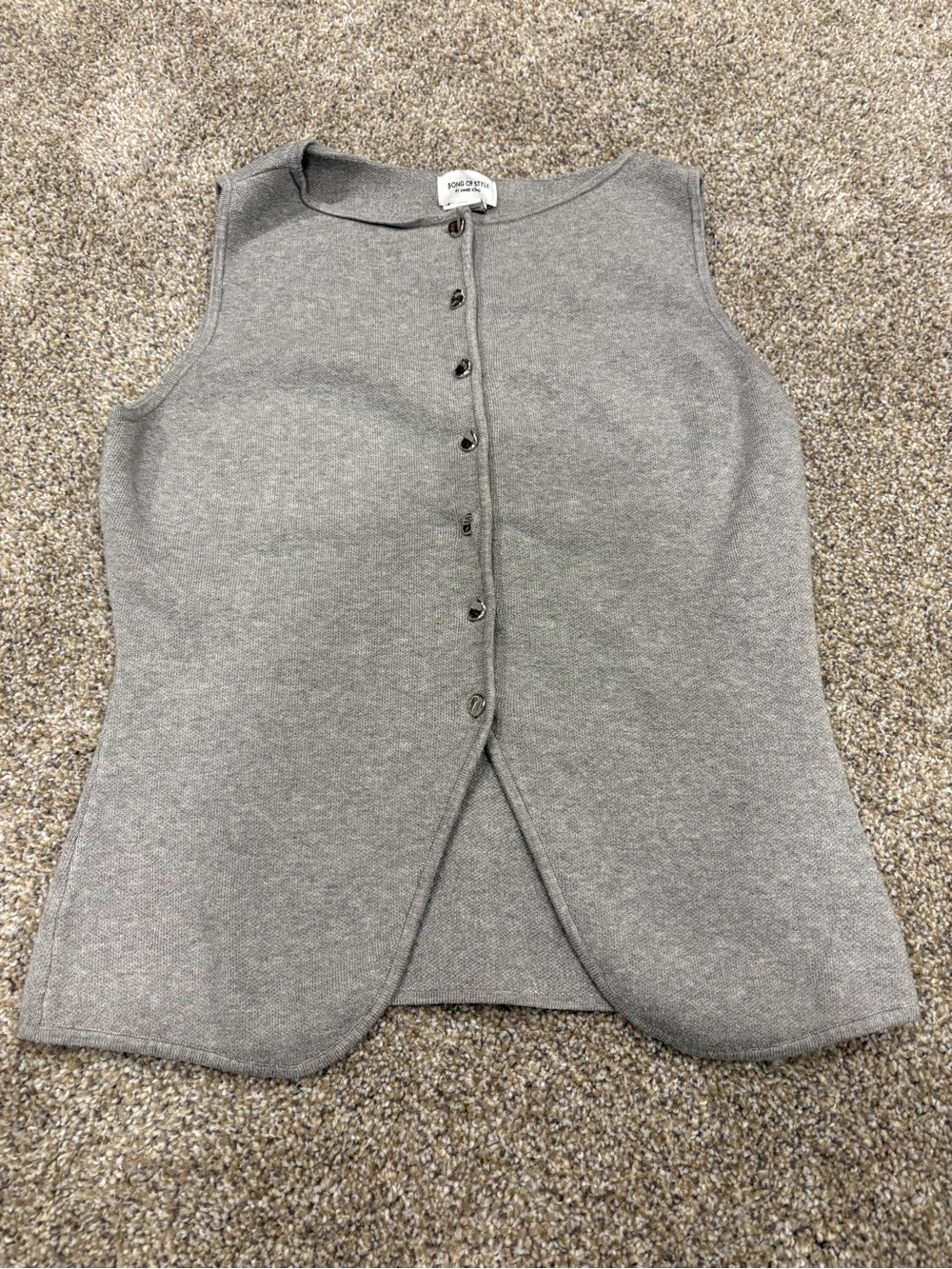 Song of Style Heather Grey Sleeveless Button-Front Knit Top